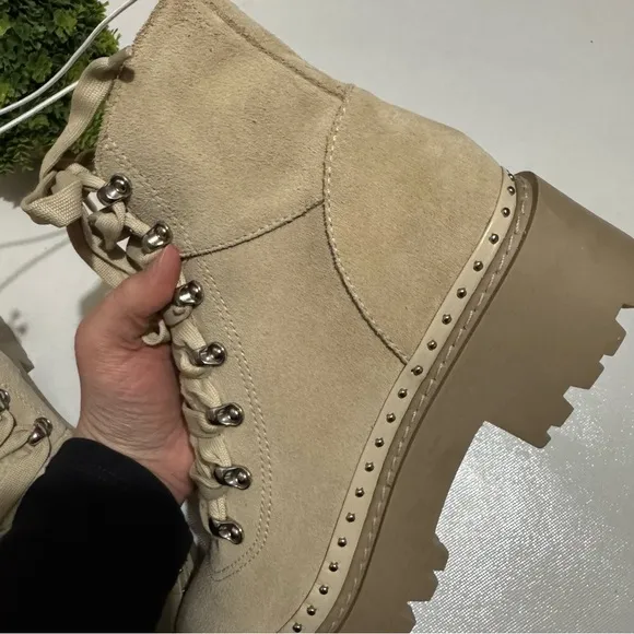 Steve Madden NWOT Rainer Leather Suede Lace Up Hiking Combat Chunky Boots 8.5