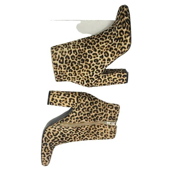 Steve Madden Womens Animal Print Pony Hair Booties Size 8 M Pixie-L Block Heel