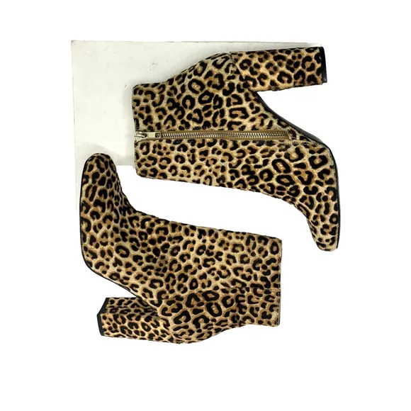 Steve Madden Womens Animal Print Pony Hair Booties Size 8 M Pixie-L Block Heel