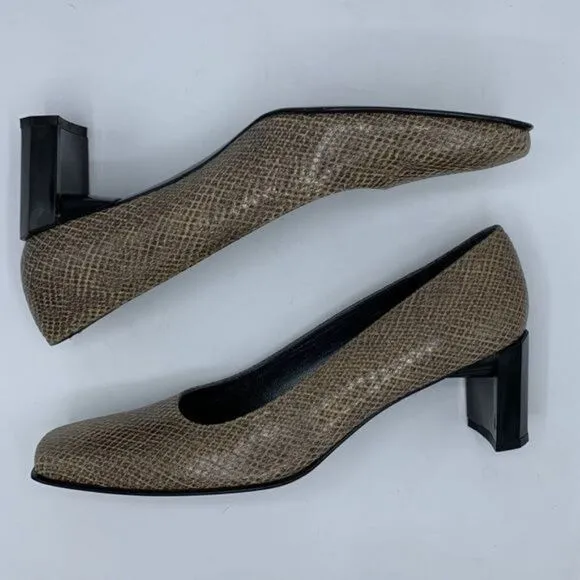 Stuart Weitzman Taupe Natural Diamondback Snakeskin Pumps 8 AAA