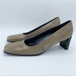 Stuart Weitzman Taupe Natural Diamondback Snakeskin Pumps 8 AAA