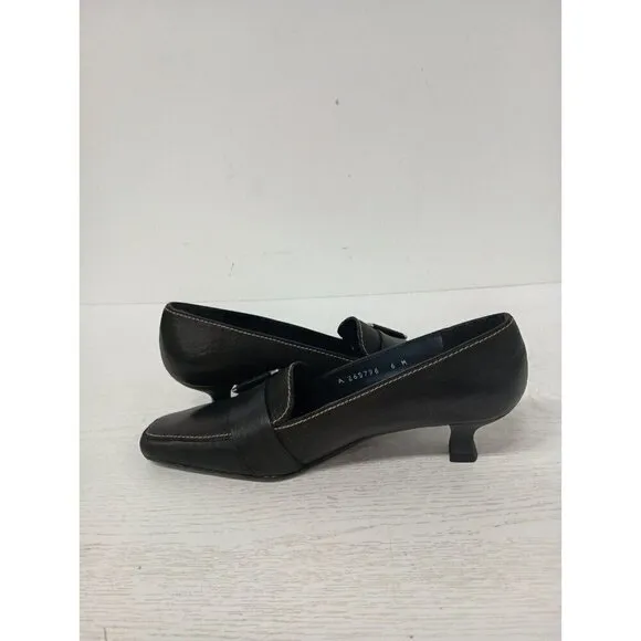 Stuart Weitzman Womens Numinister Pump 6M Black Dino Calf Leather Kitten Heel