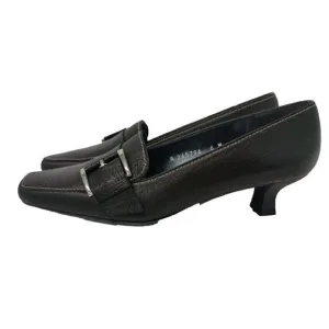 Stuart Weitzman Womens Numinister Pump 6M Black Dino Calf Leather Kitten Heel