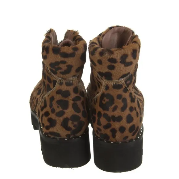 Tabitha Simmons Neir Leopard Ponyhair Vibram Sole Combat Boots 37 6 US $895