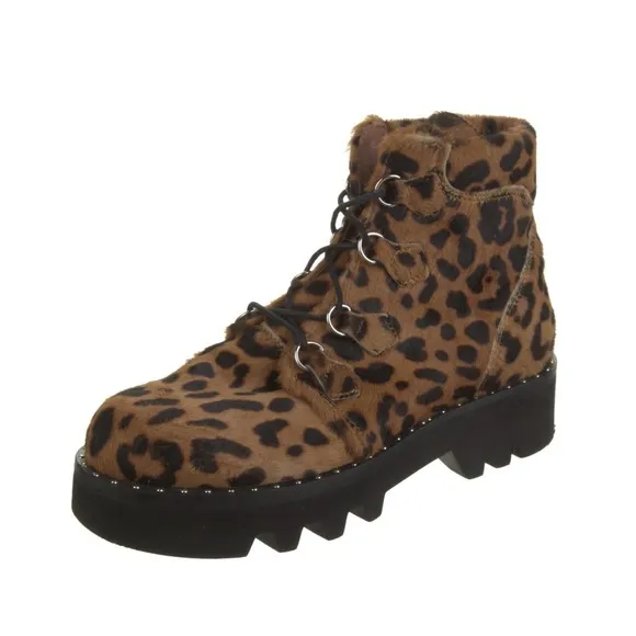 Tabitha Simmons Neir Leopard Ponyhair Vibram Sole Combat Boots 37 6 US $895