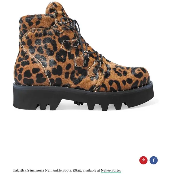 Tabitha Simmons Neir Leopard Ponyhair Vibram Sole Combat Boots 37 6 US $895