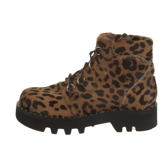 Tabitha Simmons Neir Leopard Ponyhair Vibram Sole Combat Boots 37 6 US $895