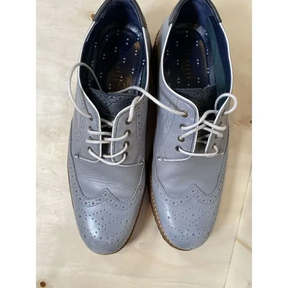 Ted Baker Men's Prycce Blue 9-17409 Leather Lace-up Dress Shoe Wingtip‎ Size 10