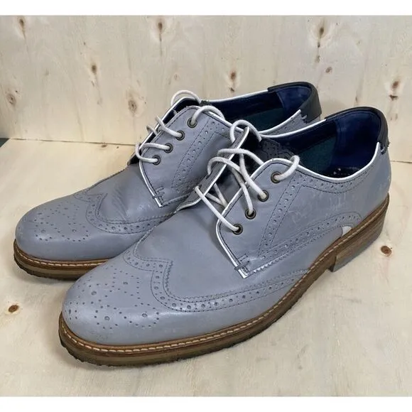 Ted Baker Men's Prycce Blue 9-17409 Leather Lace-up Dress Shoe Wingtip‎ Size 10