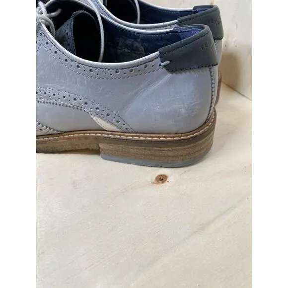 Ted Baker Men's Prycce Blue 9-17409 Leather Lace-up Dress Shoe Wingtip‎ Size 10