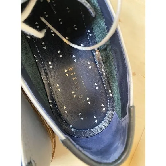 Ted Baker Men's Prycce Blue 9-17409 Leather Lace-up Dress Shoe Wingtip‎ Size 10