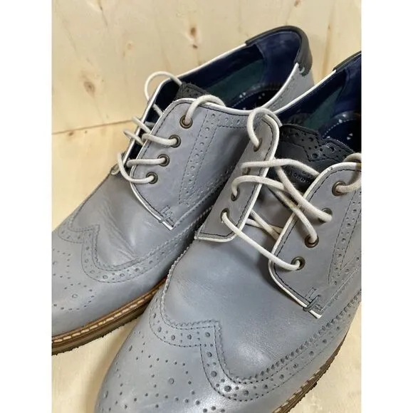 Ted Baker Men's Prycce Blue 9-17409 Leather Lace-up Dress Shoe Wingtip‎ Size 10