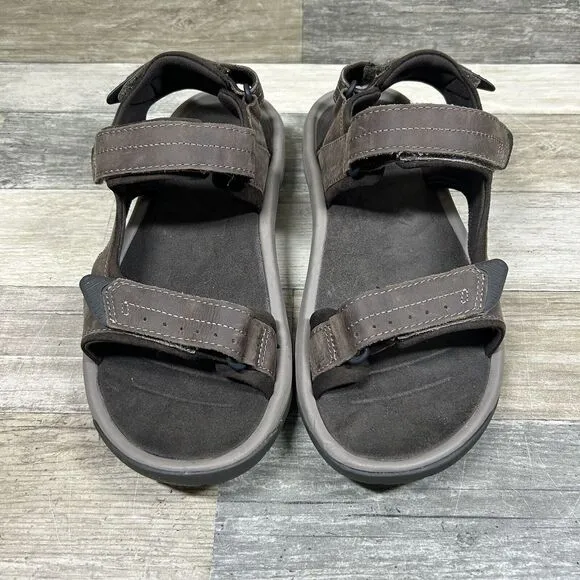 Teva Langdon Sandals Men’s 9 Brown Leather Hiking Trail Waterproof Sport Shoes