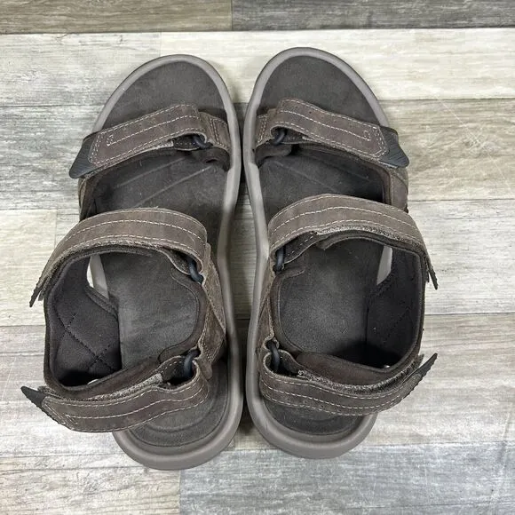 Teva Langdon Sandals Men’s 9 Brown Leather Hiking Trail Waterproof Sport Shoes