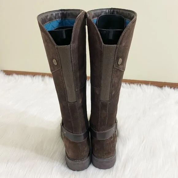 The North Face Brown Suede Riding Boots Side Zip Waterproof Women's Size 7 EUC