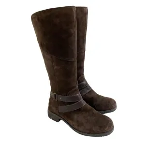 The North Face Brown Suede Riding Boots Side Zip Waterproof Women's Size 7 EUC