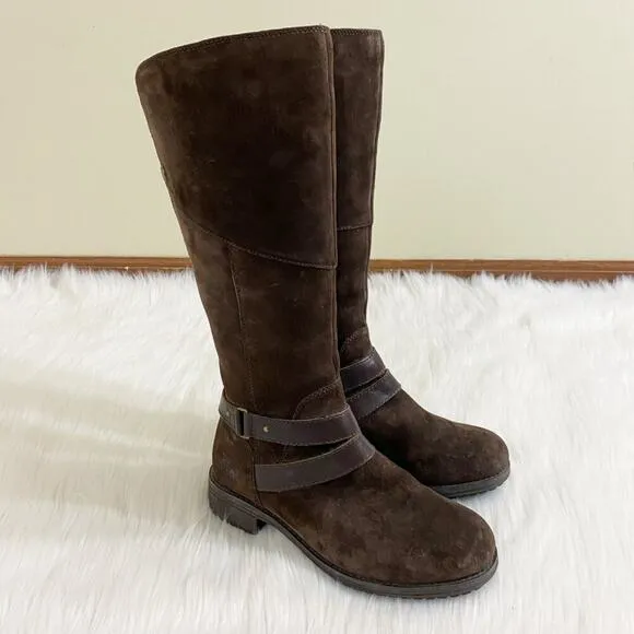 The North Face Brown Suede Riding Boots Side Zip Waterproof Women's Size 7 EUC