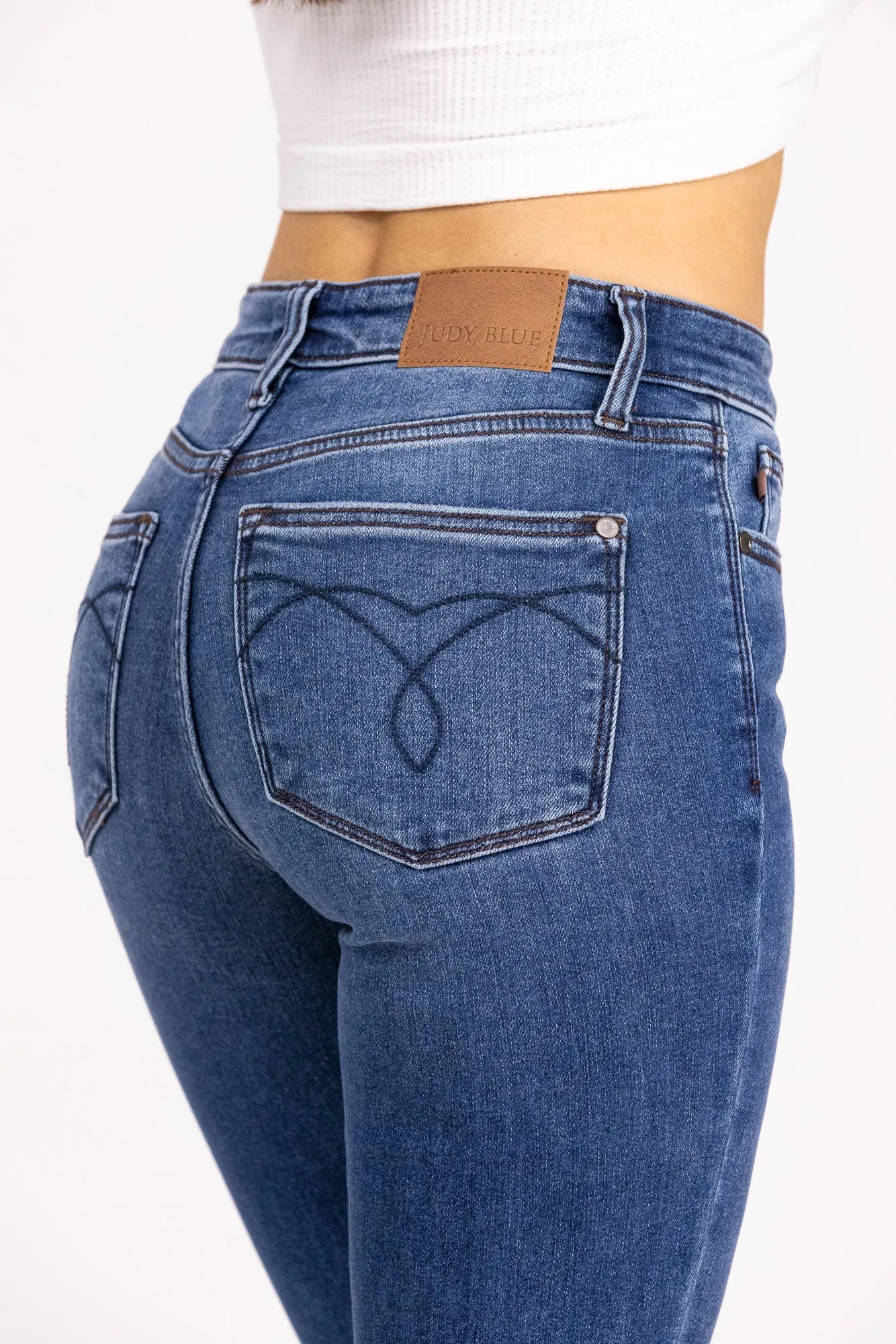 The Paula from Judy Blue: Mid-Rise Thermal Bootcut Denim *Final Sale*