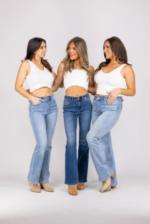 The Paula from Judy Blue: Mid-Rise Thermal Bootcut Denim *Final Sale*