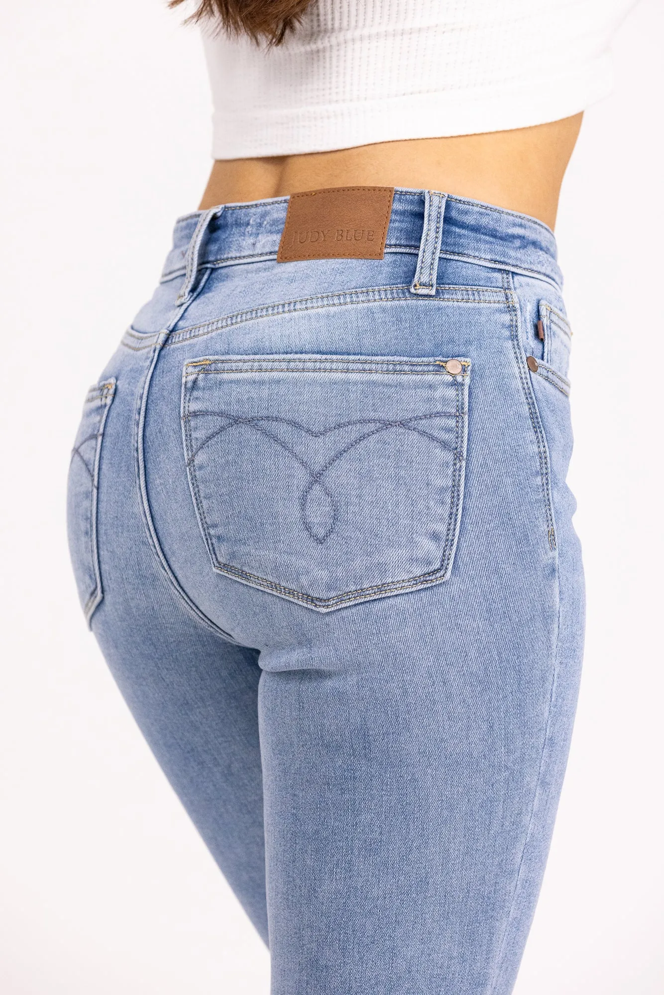 The Paula from Judy Blue: Mid-Rise Thermal Bootcut Denim *Final Sale*