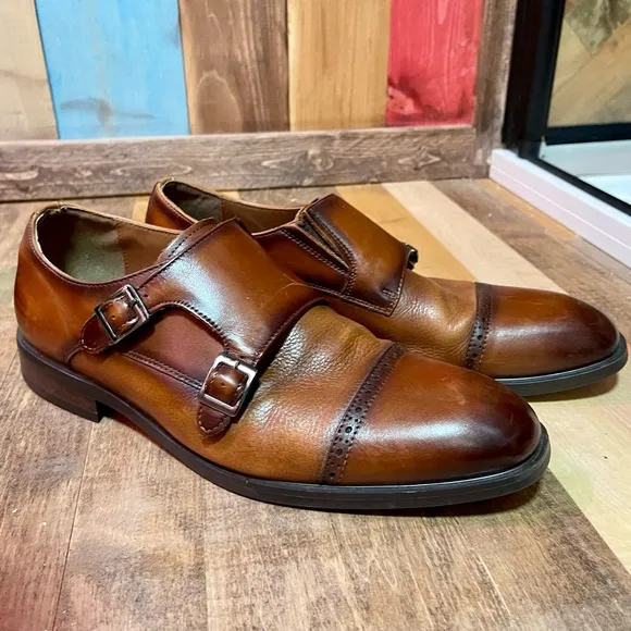 The Sak Brown Leather Oxfords Monk Strap Classic Mens Sz 10 LUXE 🔥❤️🔥