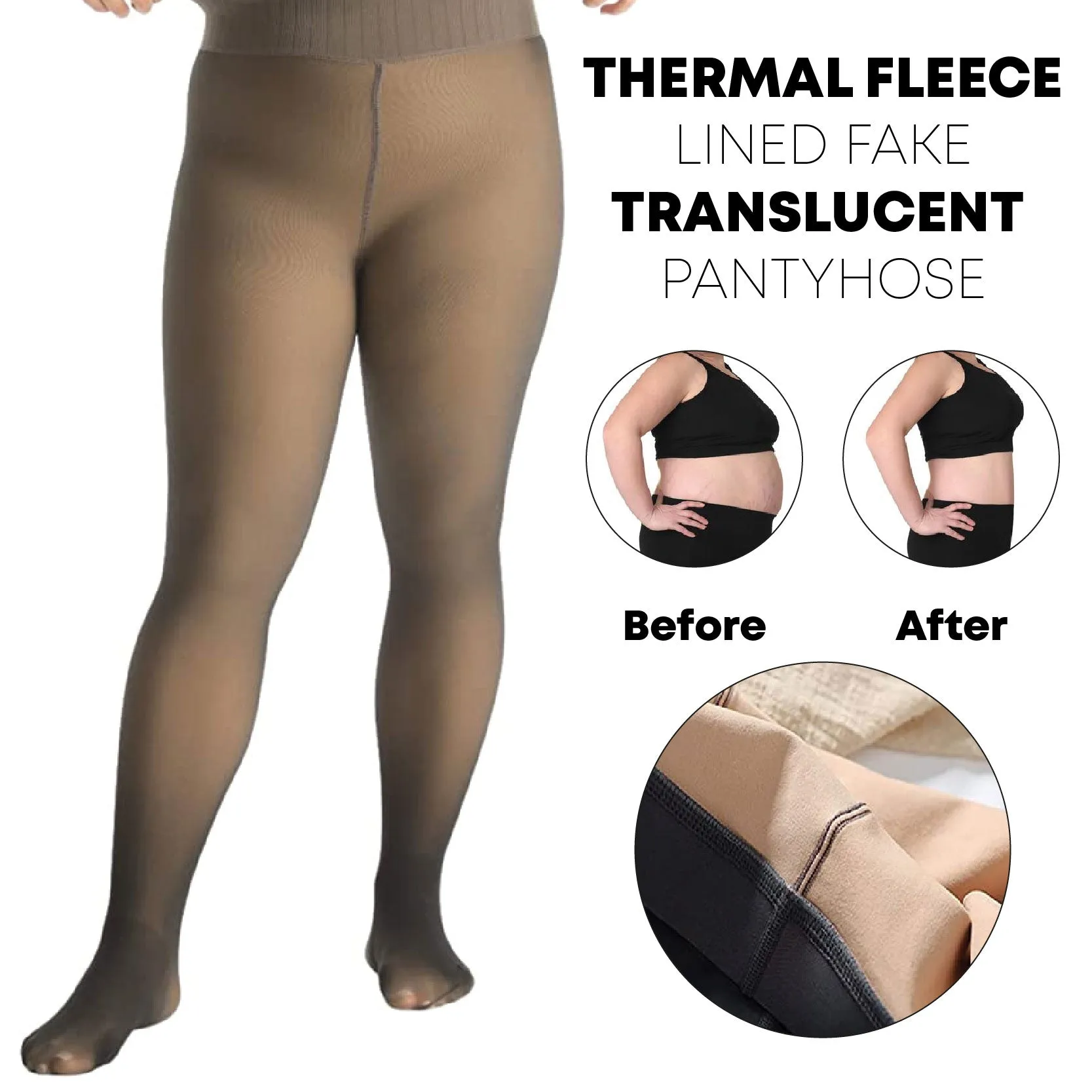 Thermal Fleece Lined Fake Translucent Pantyhose