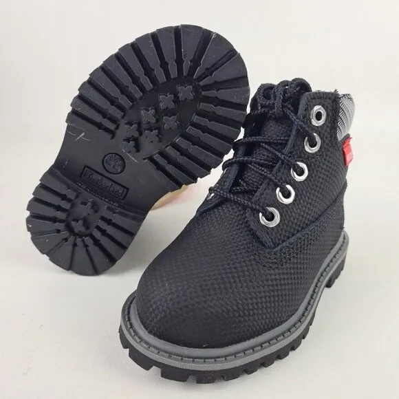 Timberland 6 IN Helcor Black Leather Waterproof Boot TODDLER