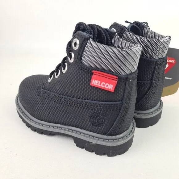 Timberland 6 IN Helcor Black Leather Waterproof Boot TODDLER