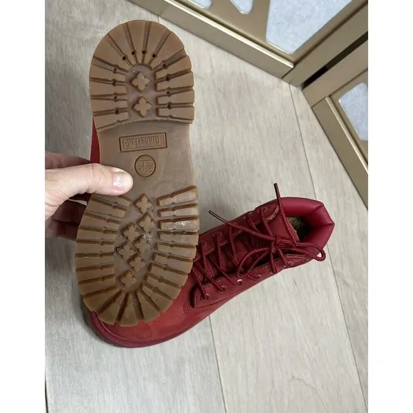 Timberland 6&quot; Kid Premium Waterproof Red Leather little Boys Boots Sz 13 A14TE