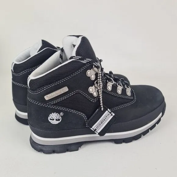 TIMBERLAND Euro Hiker Waterproof Kid's Unisex Boots Black Size 3 Youth