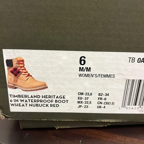 Timberland Heritage 6” Boots Waterproof Wheat Nubuck new Women’s Size 6
