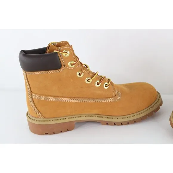 Timberland Juniors Youth Boys 4.5 M Waterproof 6 Inch Nubuck Leather Boots Wheat