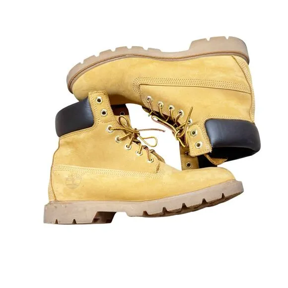 Timberland Leather 18094 Waterproof Padded Collar Boots Wheat Men’s Size 8.5M