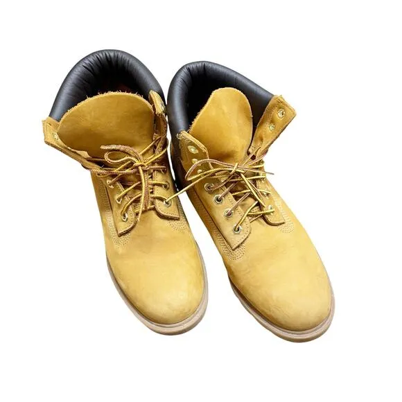 Timberland Leather 18094 Waterproof Padded Collar Boots Wheat Men’s Size 8.5M