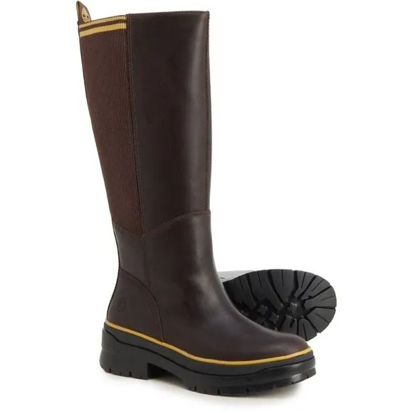 Timberland Malynn Waterproof Tall Brown Leather Boots Women's Size 8.5