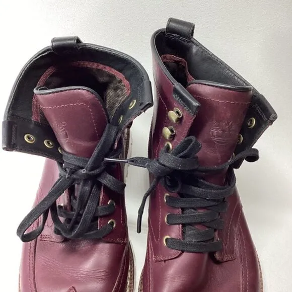 Timberland Maroon waterproof Mid cut street Boots Size 8.5