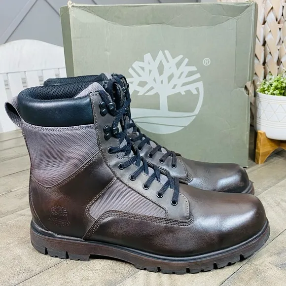 Timberland Men's Premium 6 Inch Gray / Black Waterproof Boots Size 13