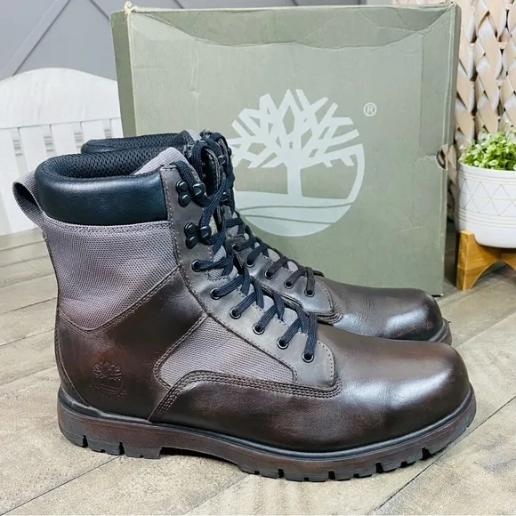 Timberland Men's Premium 6 Inch Gray / Black Waterproof Boots Size 13