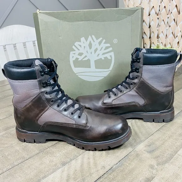 Timberland Men's Premium 6 Inch Gray / Black Waterproof Boots Size 13