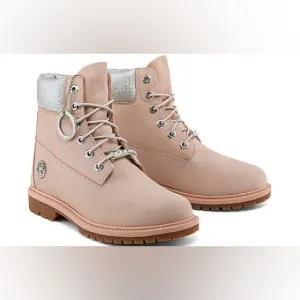 Timberland Pink Boots Bling Heritage 6 Inch Light Pink Nubuck Size 7.5