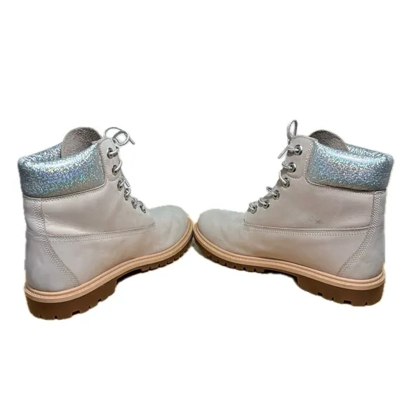 Timberland Pink Boots Bling Heritage 6 Inch Light Pink Nubuck Size 7.5