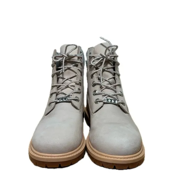 Timberland Pink Boots Bling Heritage 6 Inch Light Pink Nubuck Size 7.5