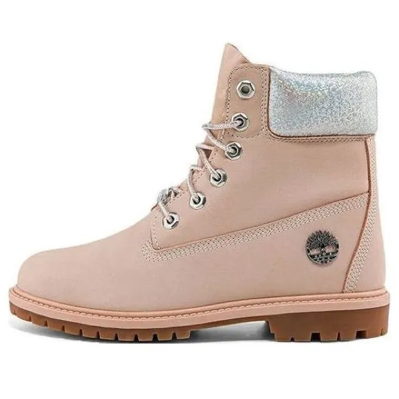 Timberland Pink Boots Bling Heritage 6 Inch Light Pink Nubuck Size 7.5