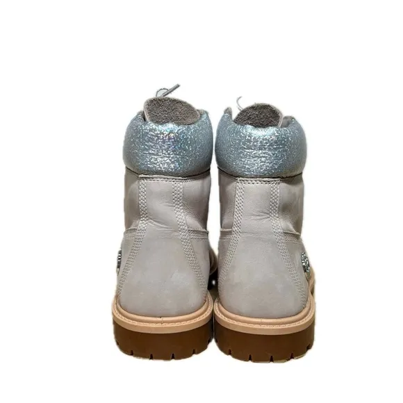 Timberland Pink Boots Bling Heritage 6 Inch Light Pink Nubuck Size 7.5