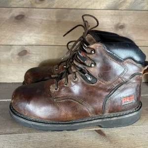 timberland pit boss mens size 13 shoes brown leather steel toe work boots