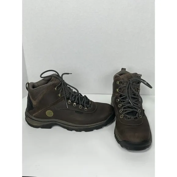 Timberland White Ledge Mid Waterproof Brown Leather Boots Mens Sz 12 M