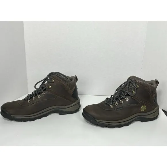 Timberland White Ledge Mid Waterproof Brown Leather Boots Mens Sz 12 M