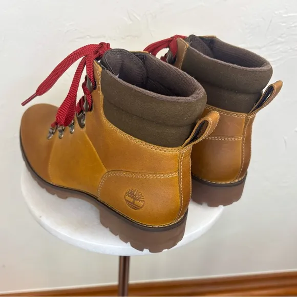 TIMBERLAND‎ Women's Ellendale Boot Cognac Brown Tan Leather Shoe Lace Up Size 7