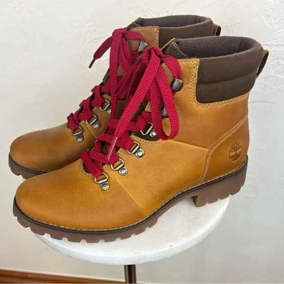 TIMBERLAND‎ Women's Ellendale Boot Cognac Brown Tan Leather Shoe Lace Up Size 7