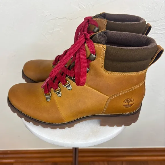 TIMBERLAND‎ Women's Ellendale Boot Cognac Brown Tan Leather Shoe Lace Up Size 7